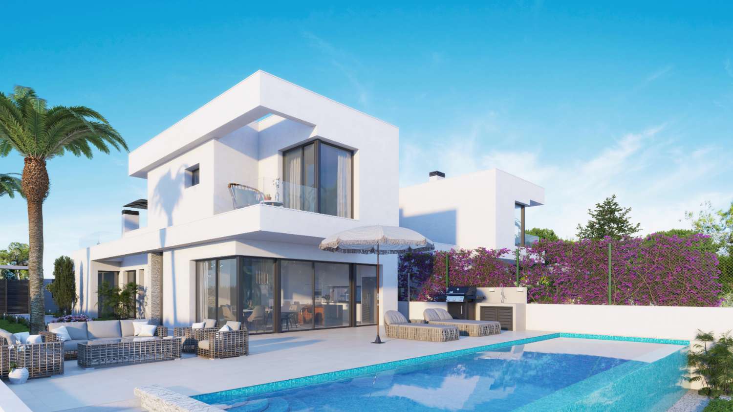 Schöne "Neubau" freistehende Villa mit 3 Schlafzimmern und privatem Pool in Lomas de Cabo Roig, Orihuela Costa