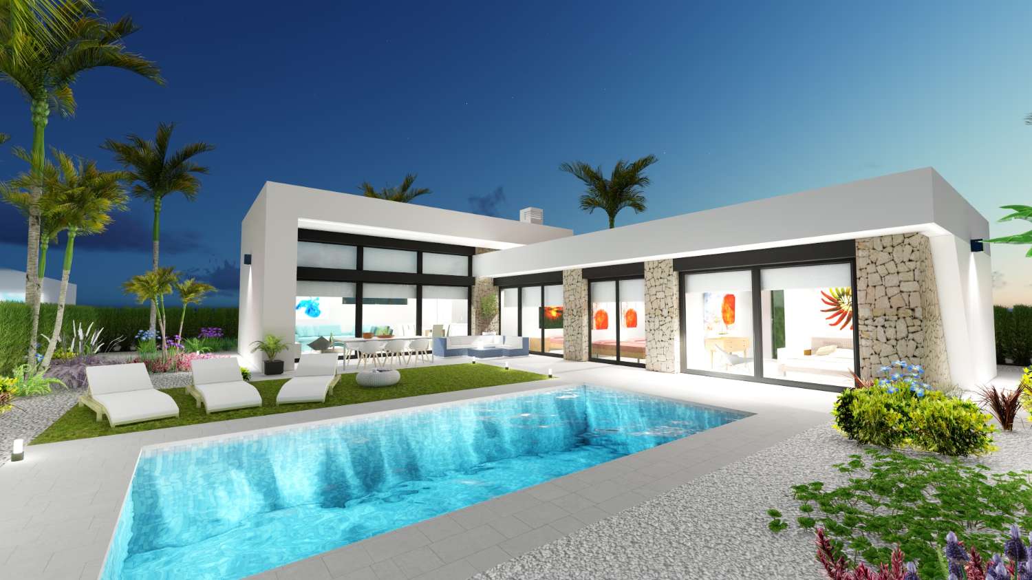 Utrolig 'New Build 3 værelses fritliggende villaer med privat pool på 500m plot i Calasparra, Murcia