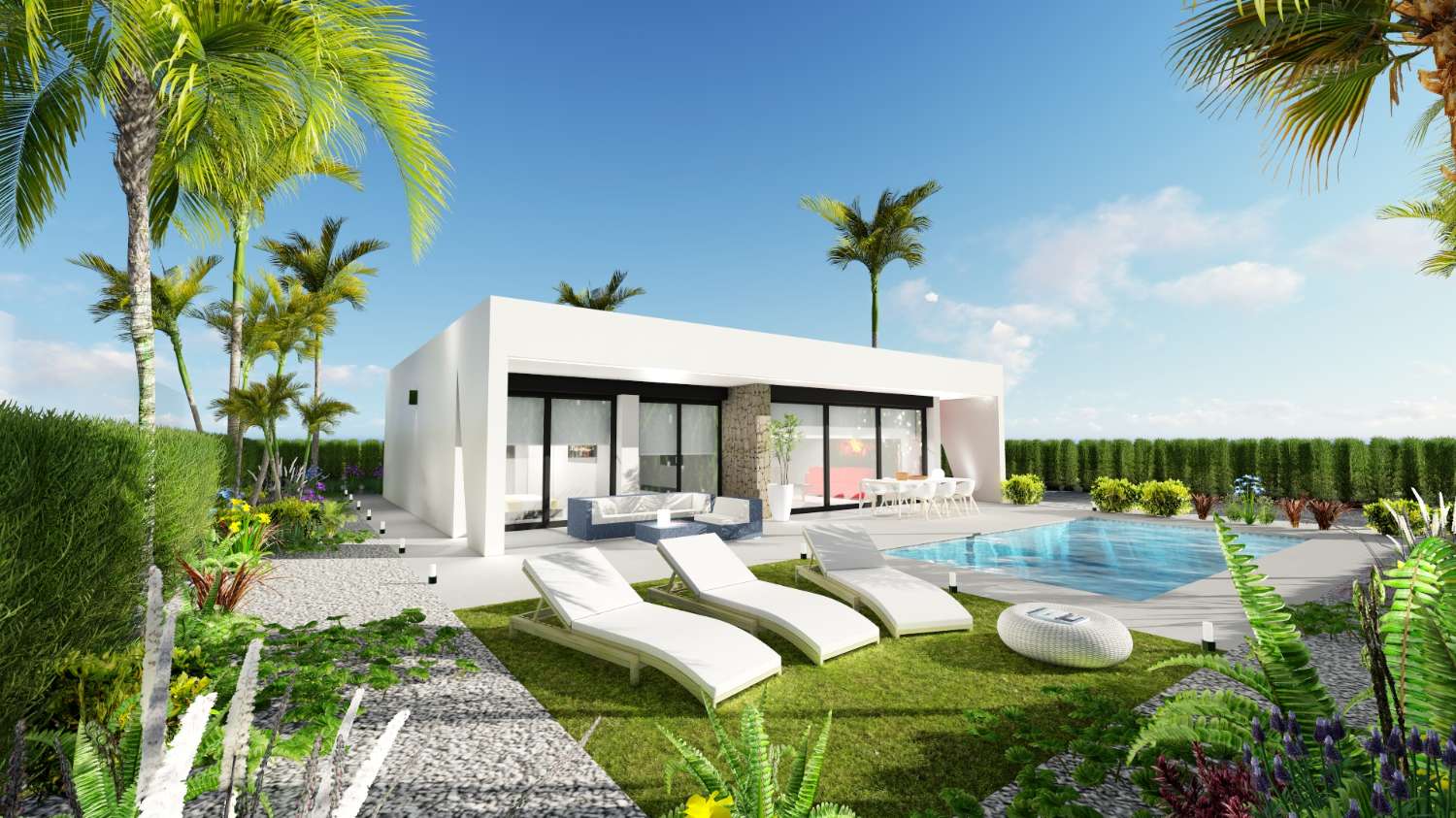 Beautiful 'New Build 3 bedroom detached villas with private pool on 500m plot in Calasparra, Murcia