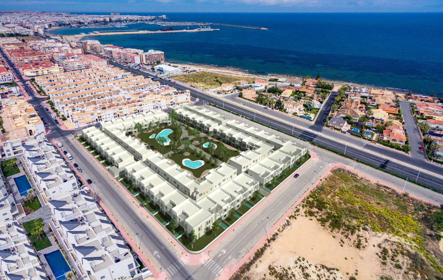 Indrukwekkende 'Nieuwbouw' bungalow met 2 slaapkamers op de begane grond of op de bovenste verdieping met gemeenschappelijk zwembad, fitnessruimte en parkeergelegenheid in Torrevieja