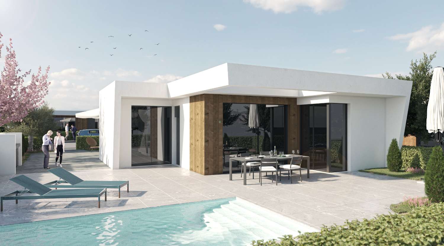 Fremragende 'New Build' 3 værelses fritliggende villa med privat pool på Altaona golfbane, Murcia