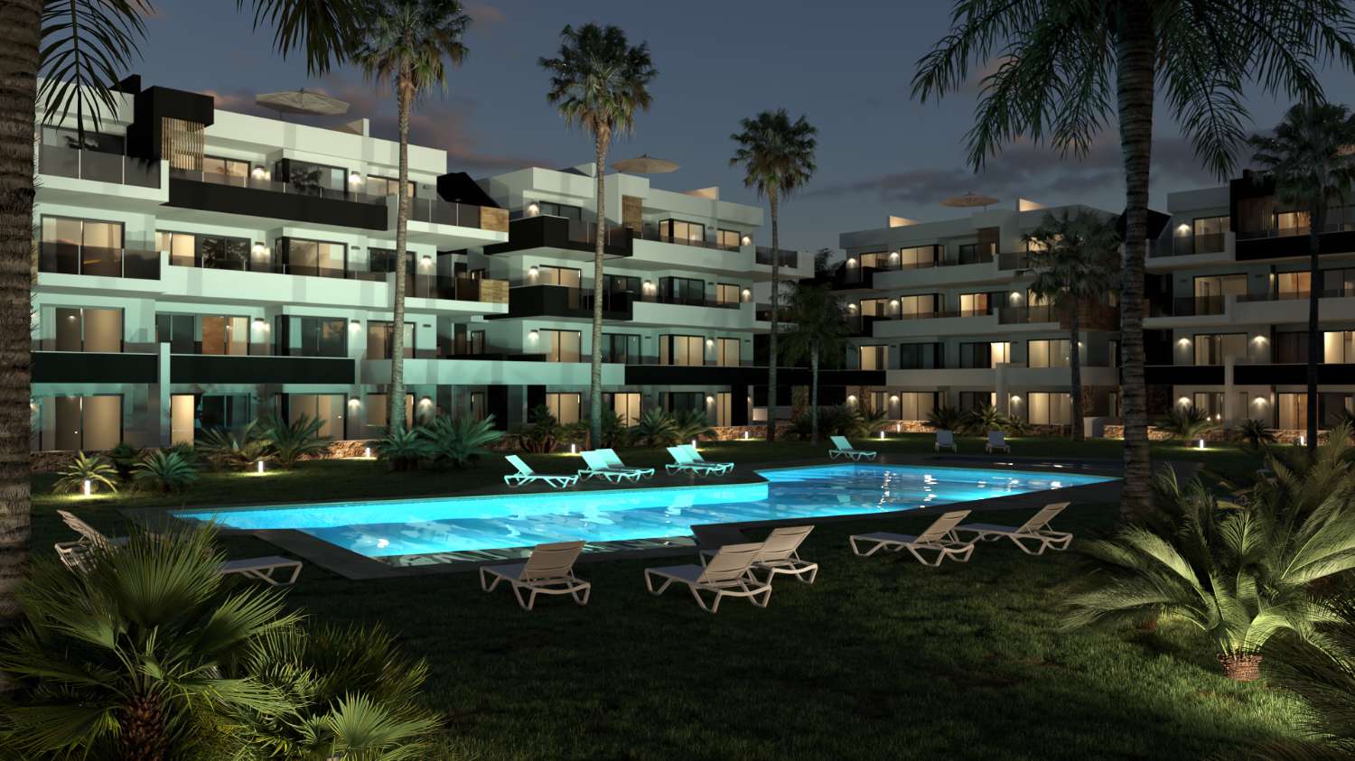 Mooie 'Nieuwbouw 2 slaapkamer volledig gemeubileerd appartement op de begane grond met gemeenschappelijk zwembad in Playa Flamenca