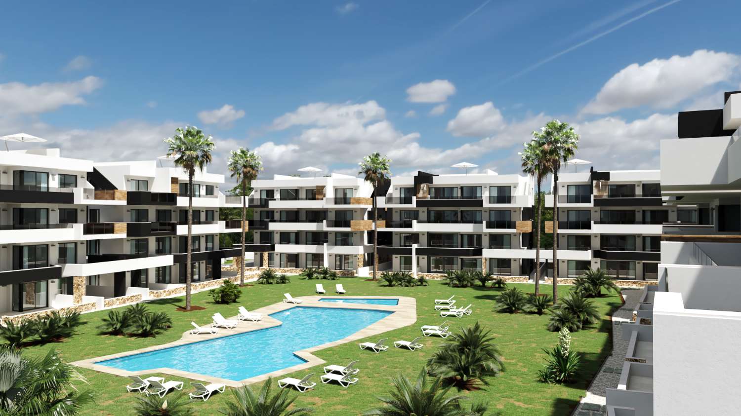 Encantador 'New Build 2 dormitorios totalmente amueblado apartamento en planta baja con piscina comunitaria en Playa Flamenca