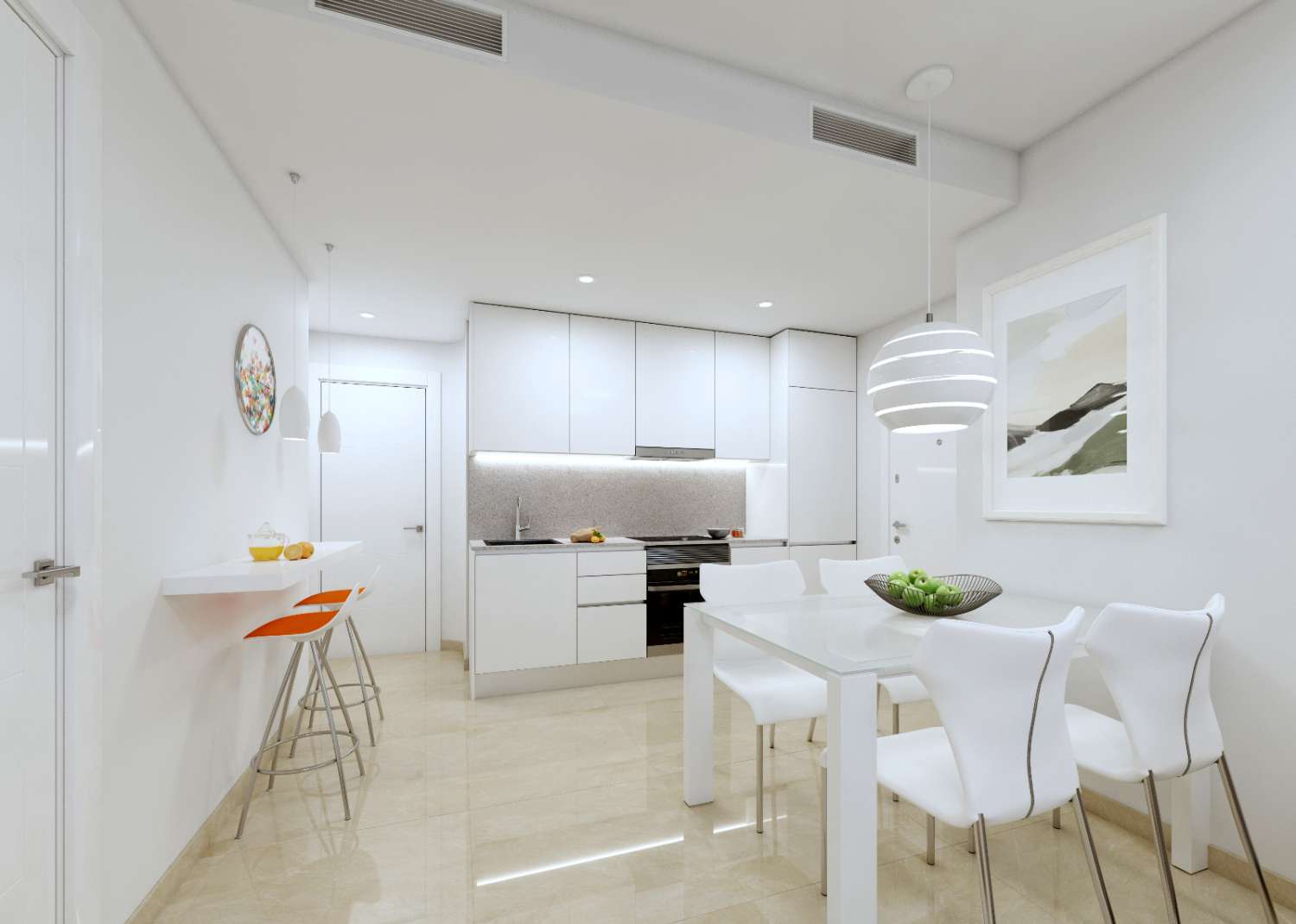 Atractivo moderno apartamento de nueva construcción en planta baja de 2 dormitorios con piscina comunitaria a 100 metros del mar en Torrevieja