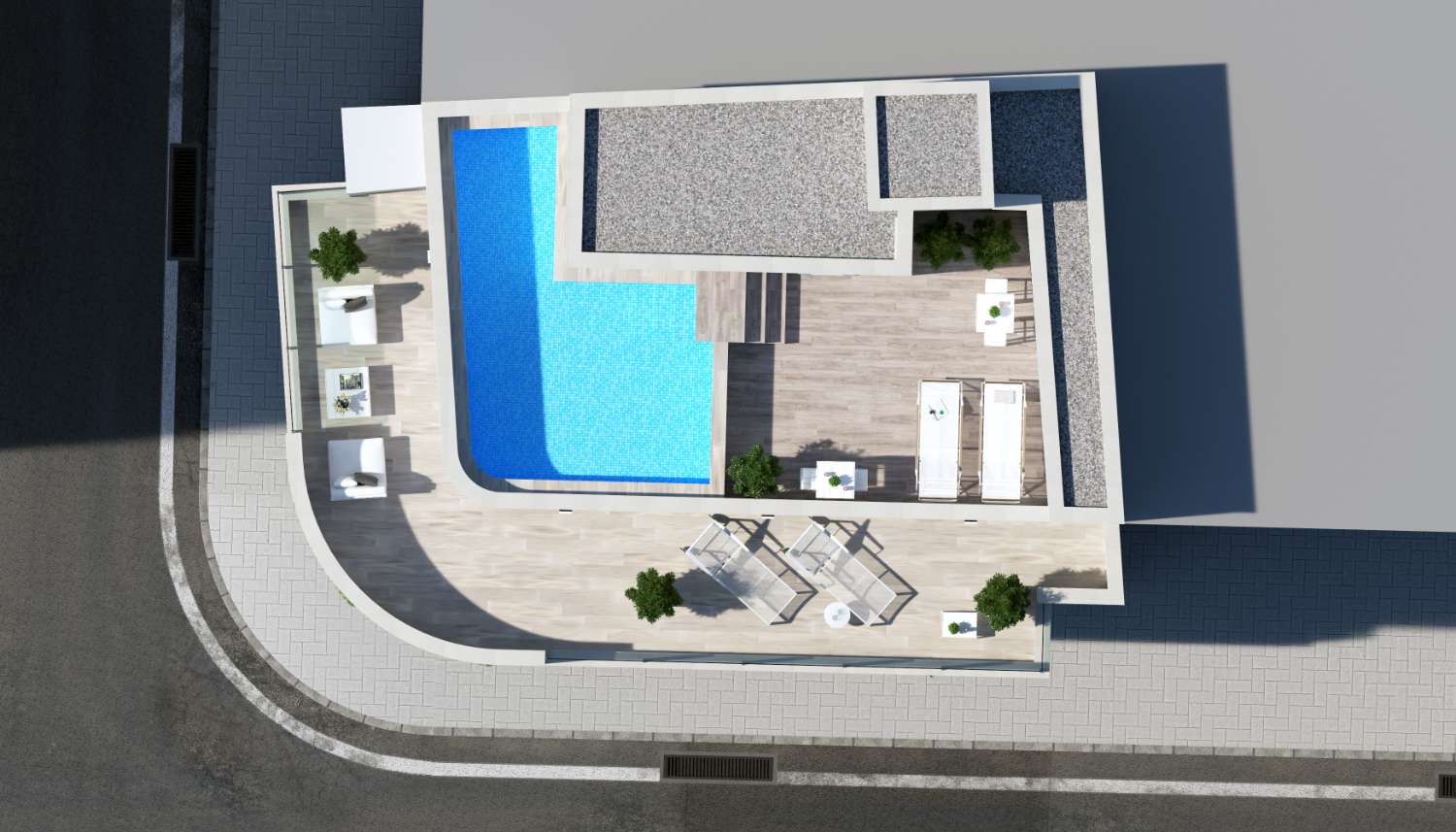 Atractivo moderno apartamento de nueva construcción en planta baja de 2 dormitorios con piscina comunitaria a 100 metros del mar en Torrevieja