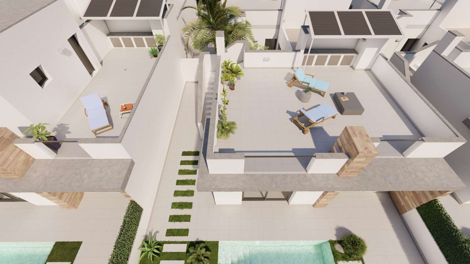 Atractivo bungalow moderno de nueva construcción de 2 dormitorios con piscina privada en Torre Pacheco