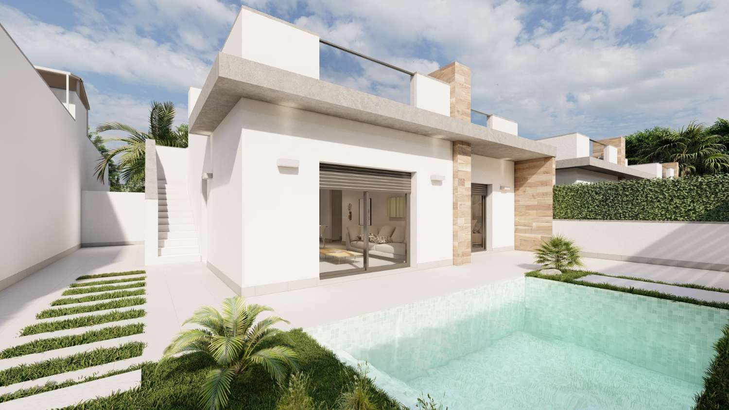 Attractive New Build modern 2 bedroom bungalow with private pool in Torre Pacheco