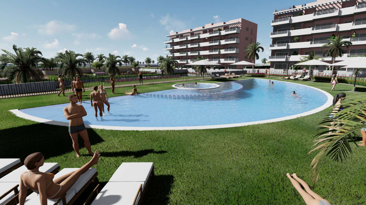 Excelentes apartamentos de 3 dormitorios de nueva construcción con piscina comunitaria en El Raso, Guardamar