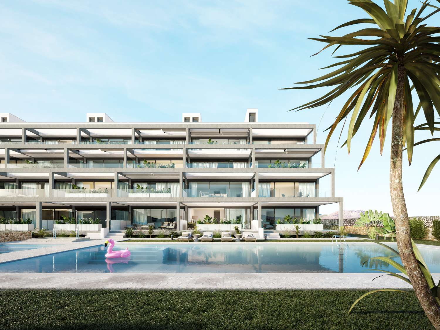 Stunning 'New Build' modern 2 bedroom apartment with communal pool and garage