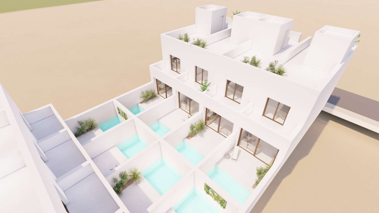 Fabelhaftes 'New Build' 3 Schlafzimmer Stadthaus mit privatem Pool in San Javier