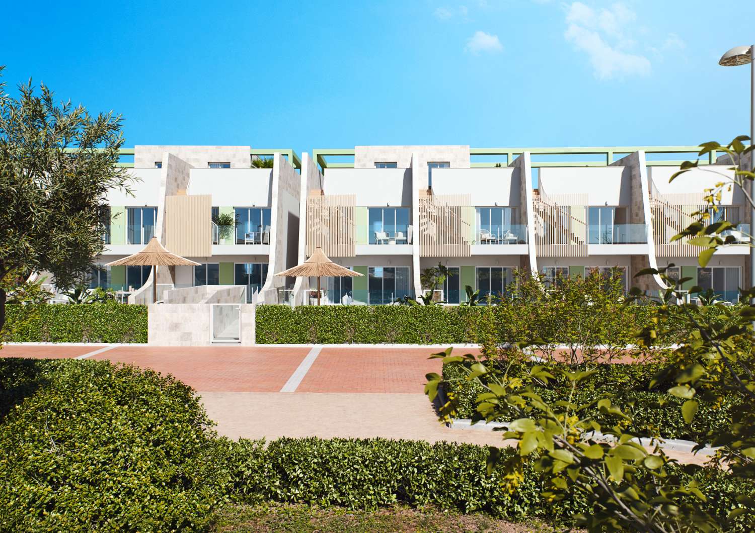 Mooie 'Nieuwbouw bungalow met 3 slaapkamers of begane grond met gemeenschappelijk zwembad in Pilar de la Horadada