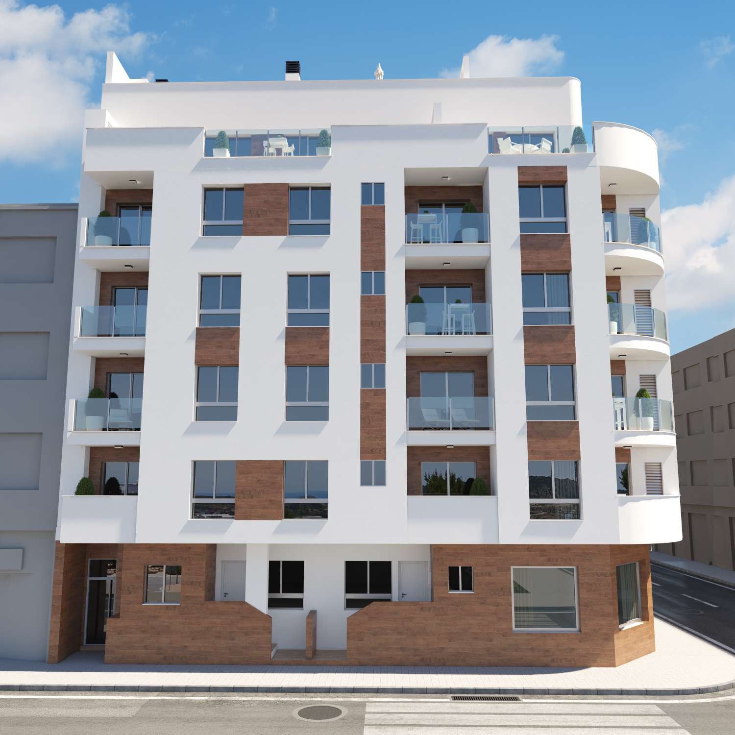 Atractivo apartamento moderno de 2 dormitorios de nueva construcción con piscina comunitaria cerca del mar en Torrevieja