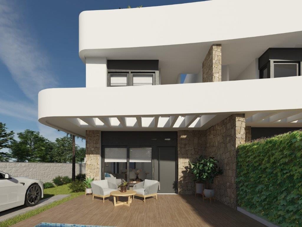 Geweldige 'New Build' moderne 3 slaapkamer Semi vrijstaande villa met privé zwembad in Los Montesinos