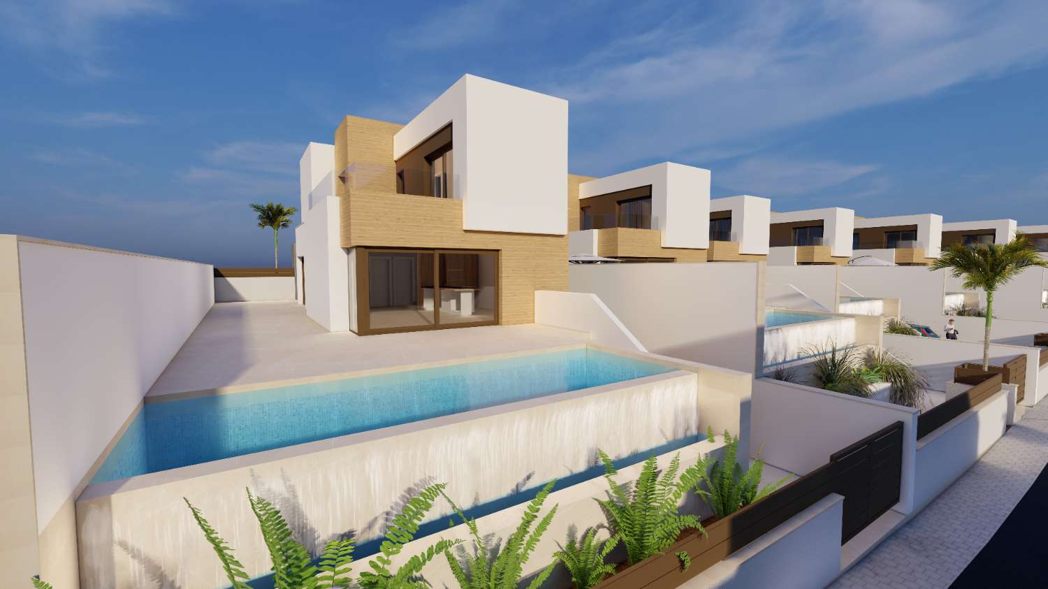 Wonderful 'New Build' Key Ready 3 bedroom townhouse with private pool on golf course in Algorfa