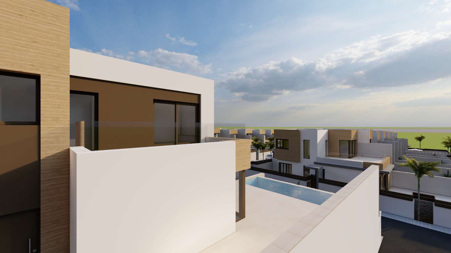 Wonderful 'New Build' Key Ready 3 bedroom townhouse with private pool on golf course in Algorfa