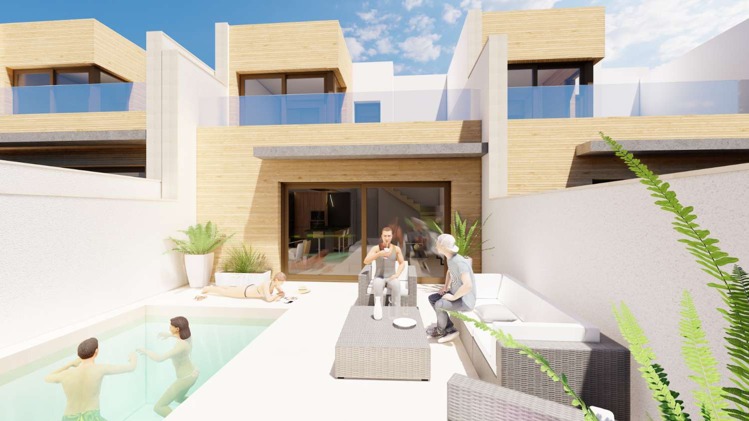 Wonderful 'New Build' Key Ready 3 bedroom townhouse with private pool on golf course in Algorfa