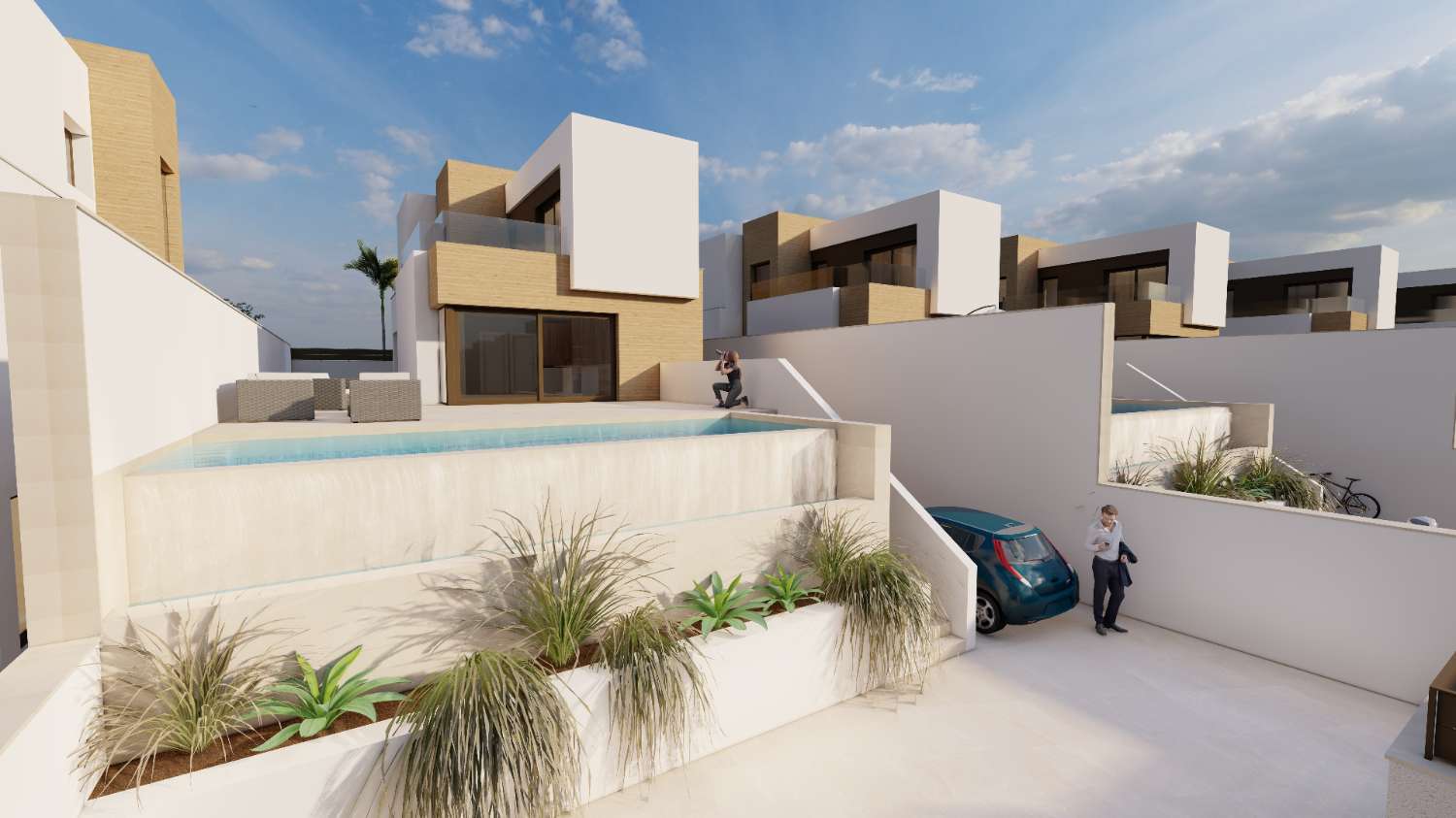 Wonderful 'New Build' Key Ready 3 bedroom townhouse with private pool on golf course in Algorfa