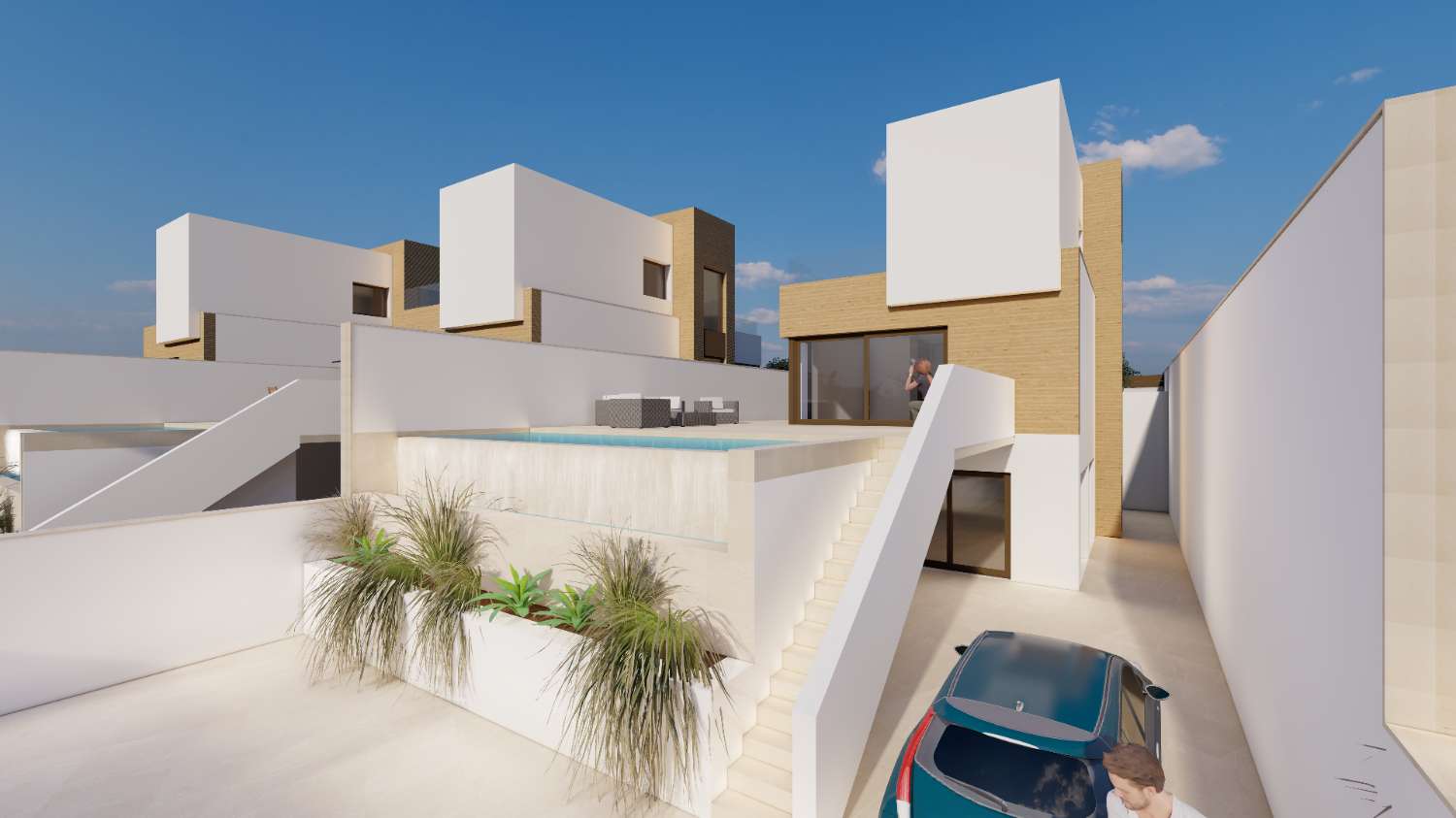 Wonderful 'New Build' Key Ready 3 bedroom townhouse with private pool on golf course in Algorfa