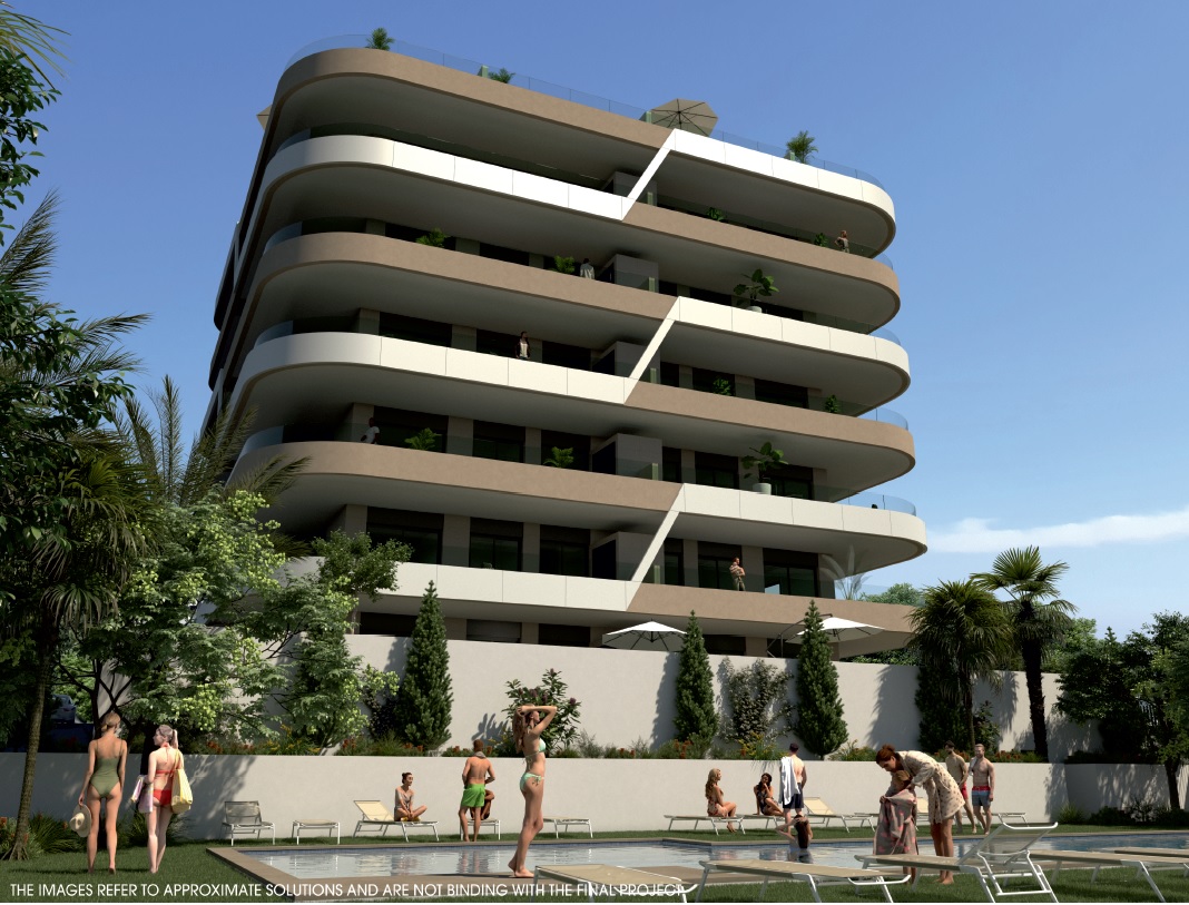 Impressive modern 2 bedroom apartment with communal pool close to the sea in Arenales del Sol