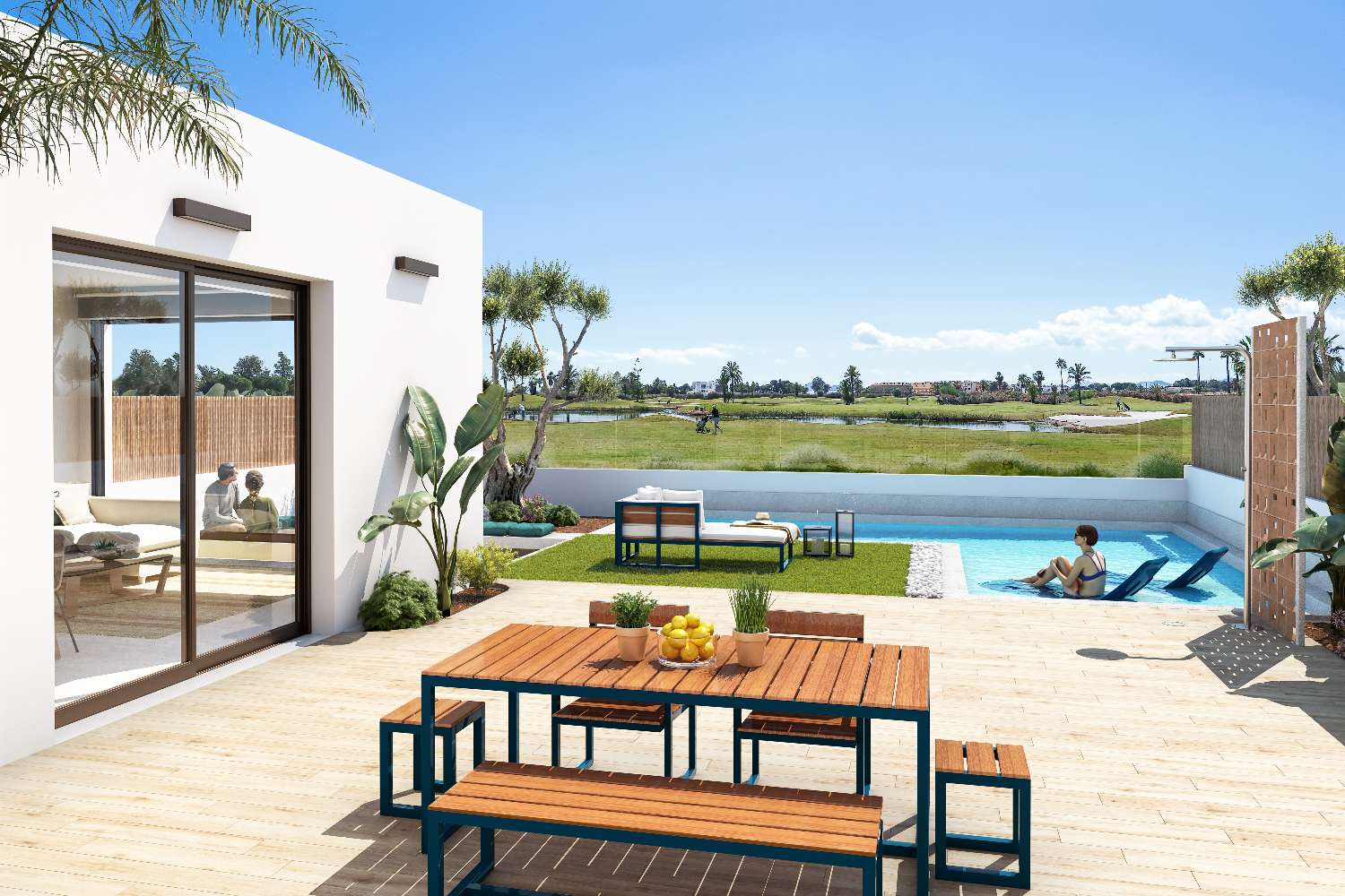 Fantastic 'New Build' 3 bedroom front line golf detached villa with private pool in Los Alcazares