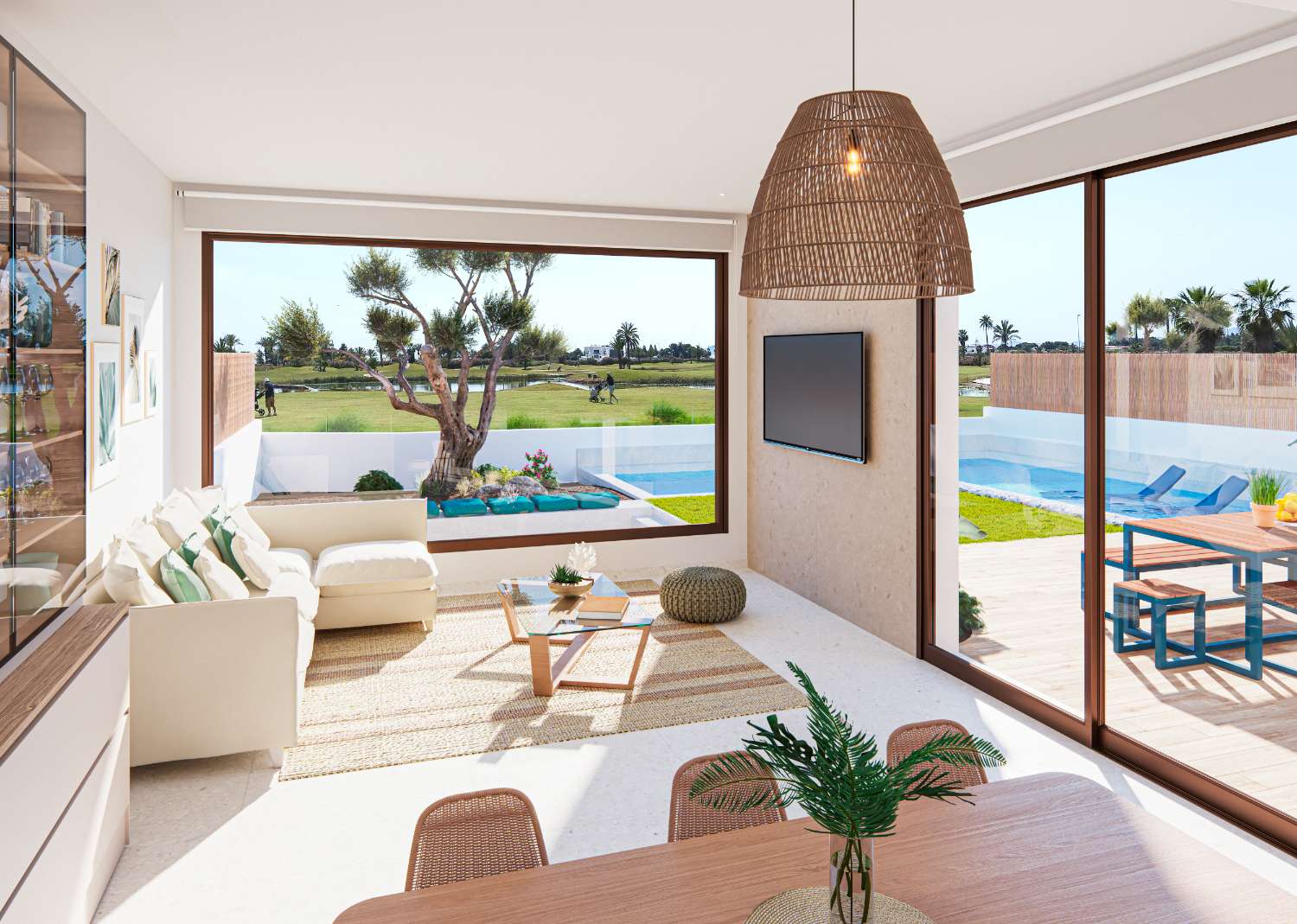 Fantastisk "Nybyggd" 3 sovrum frontlinjen golf fristående villa med privat pool i Los Alcazares