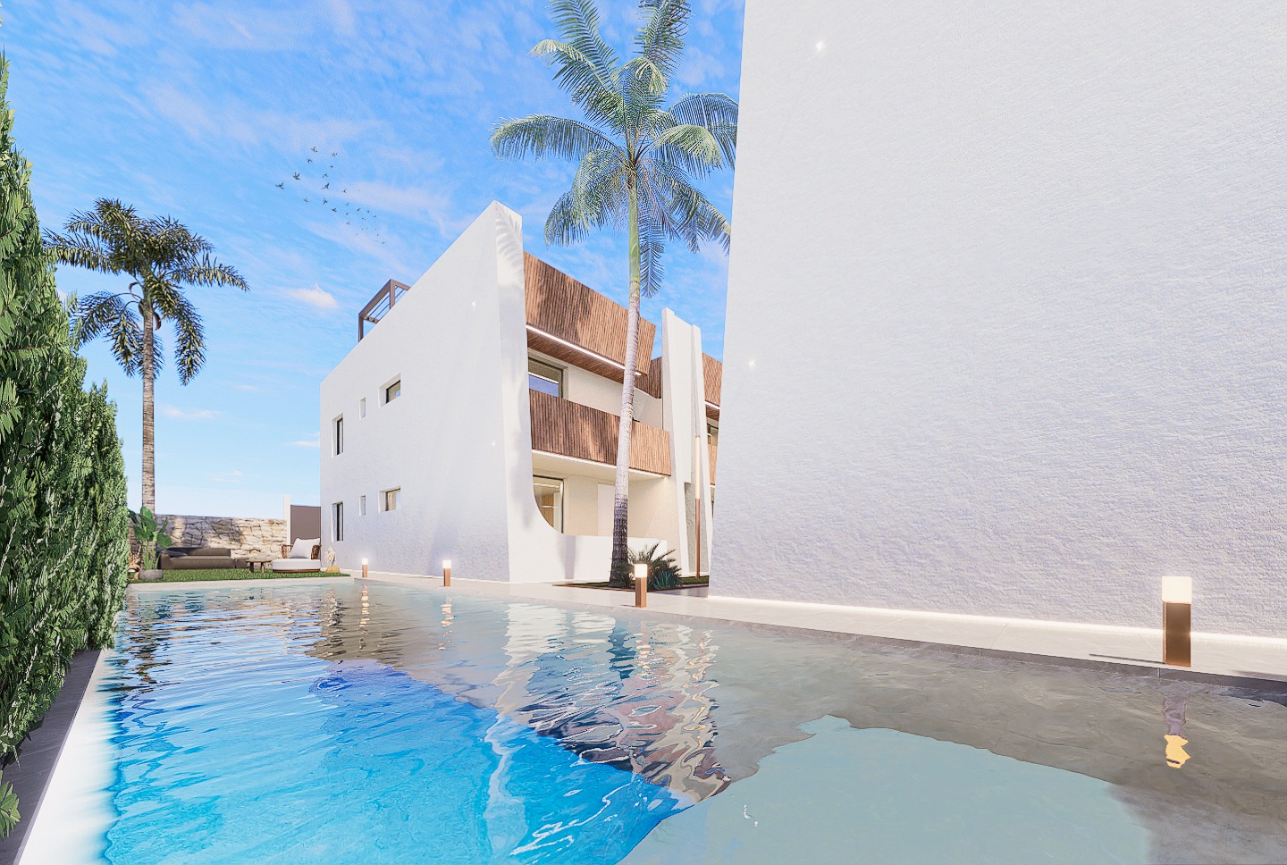 Lovely 'New Build' 2 bedroom top or ground floor bungalows with communal pool in San Pedro del Pinatar