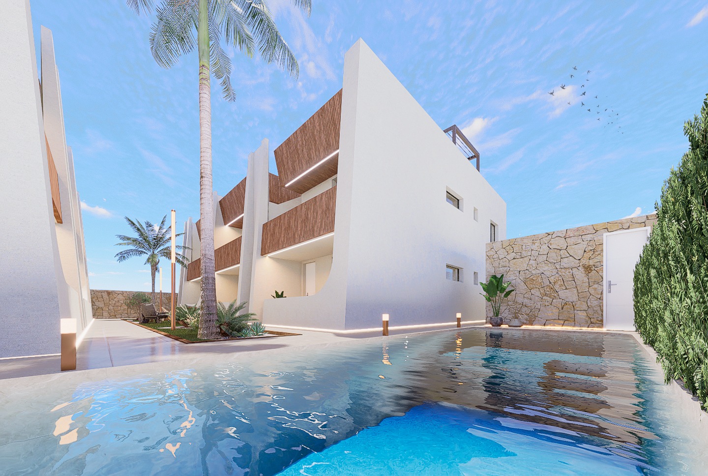 Lovely 'New Build' 2 bedroom top or ground floor bungalows with communal pool in San Pedro del Pinatar