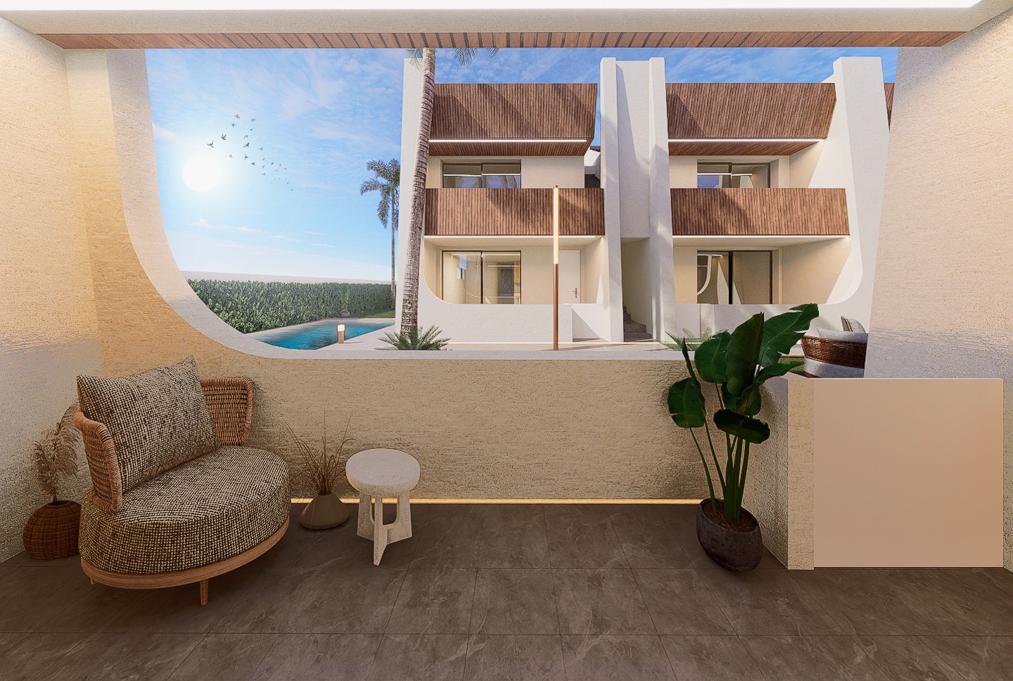 Preciosos bungalows de 2 dormitorios en planta alta o baja de 2 dormitorios con piscina comunitaria en San Pedro del Pinatar