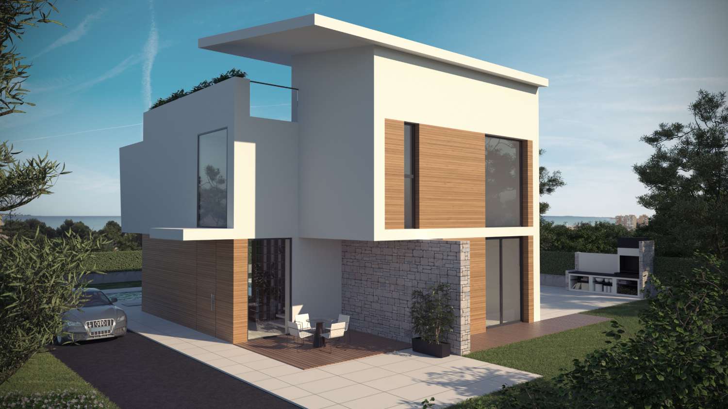 Utrolig moderne 'New Build' 4 værelses fritliggende villa med privat pool i campoamor