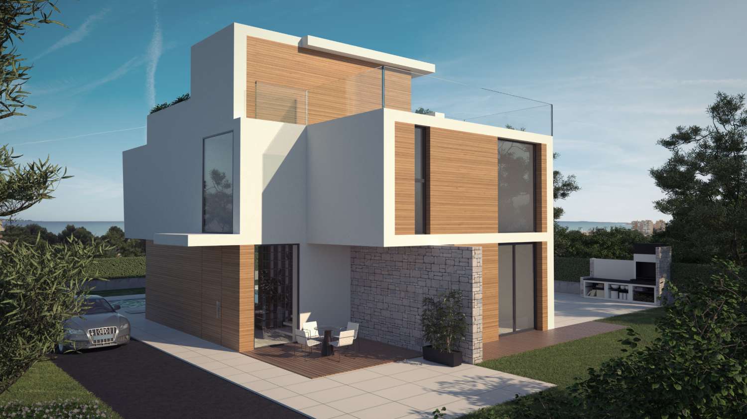 Utrolig moderne 'New Build' 4 værelses fritliggende villa med privat pool i campoamor