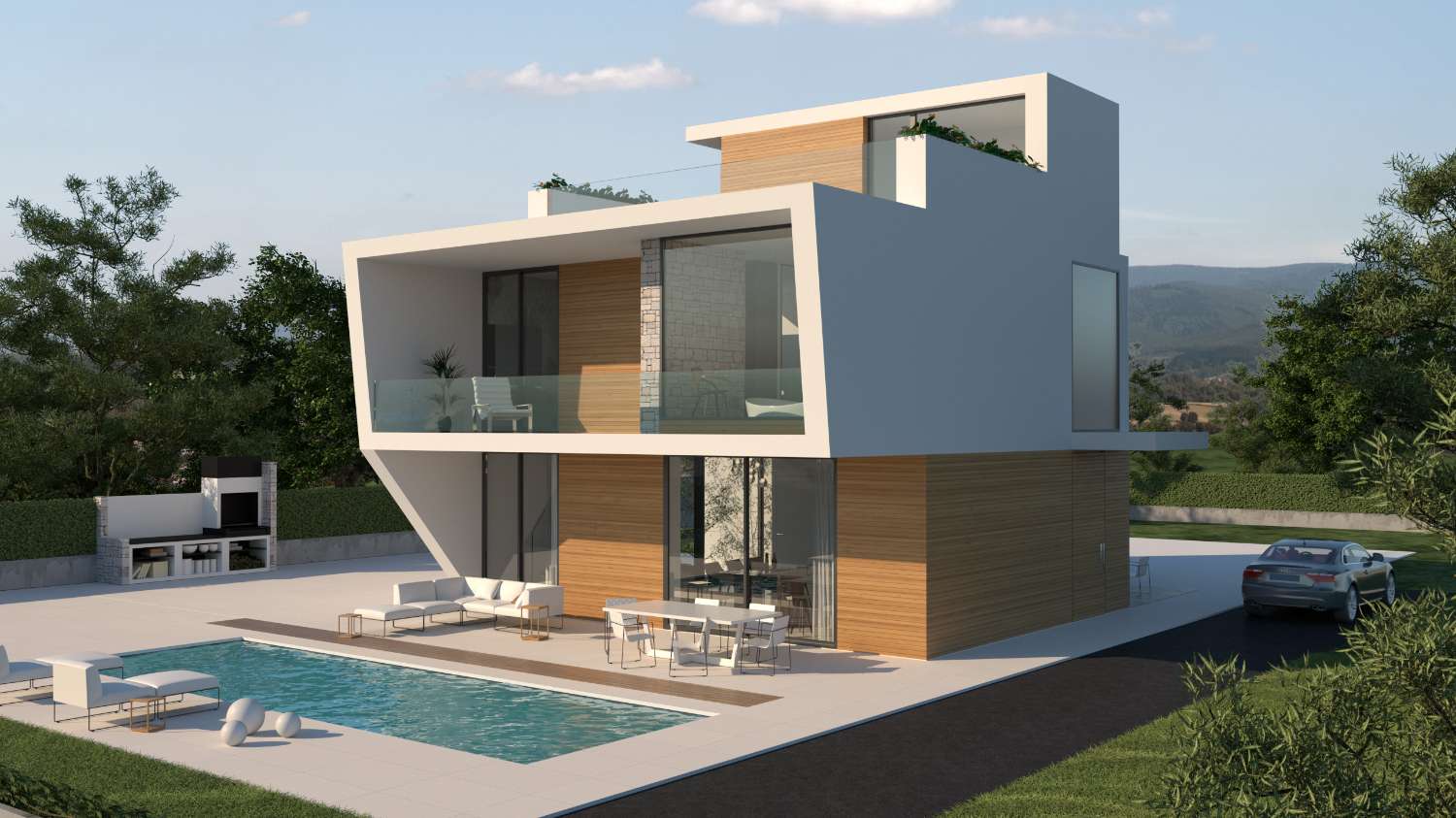 Utrolig moderne 'New Build' 4 værelses fritliggende villa med privat pool i campoamor