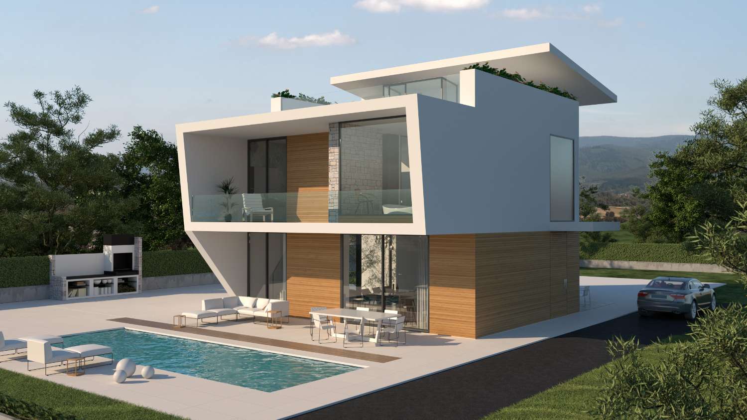 Utrolig moderne 'New Build' 4 værelses fritliggende villa med privat pool i campoamor