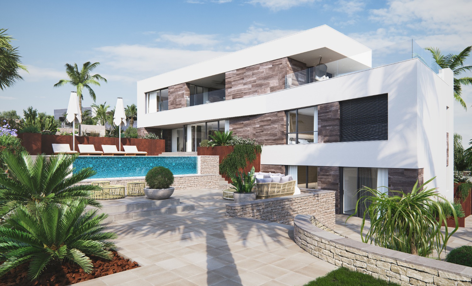 Amazing new build 5 bedroom contemporary villa with private pool and many extras in Cabo de Palos, La Manga