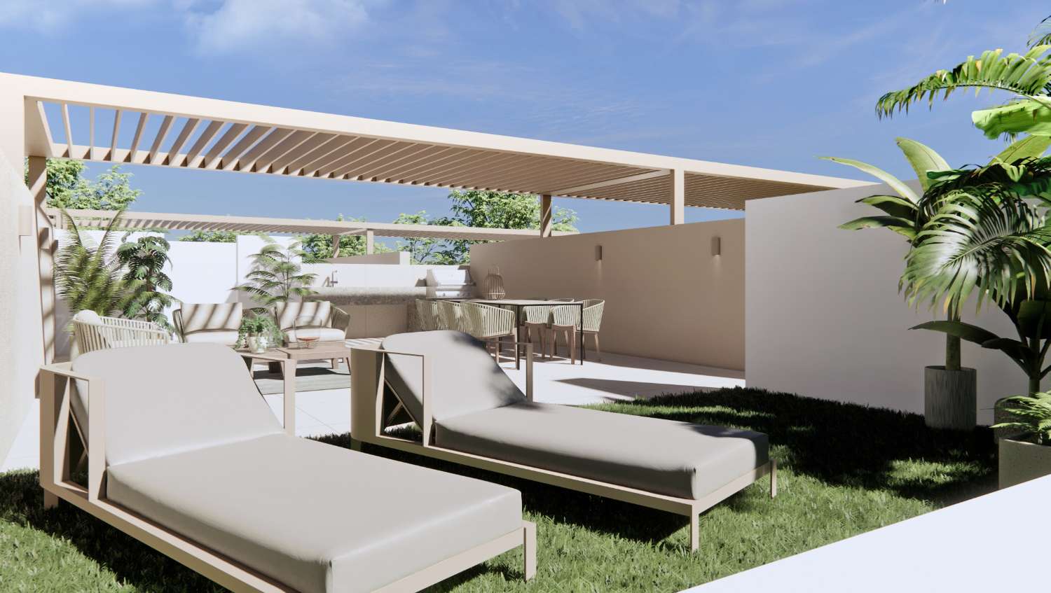 Imponerande "New Build" bungalow med 3 sovrum eller bottenvåningen med gemensam pool i San Pedro del Pinatar