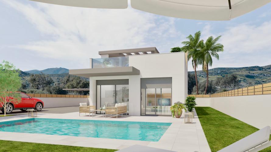 Atractiva 'nueva construcción' de 3 dormitorios chalet independiente en parcela de 500m con piscina privada en Aspe