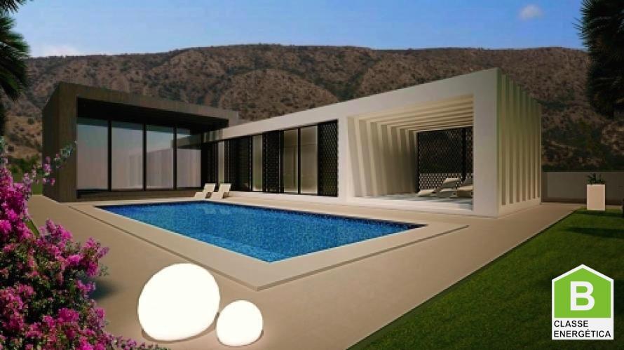 Fantastisk 'Nybygget' moderne design 3 værelses fritliggende villa med privat pool på 10000m2 plot i Pinoso