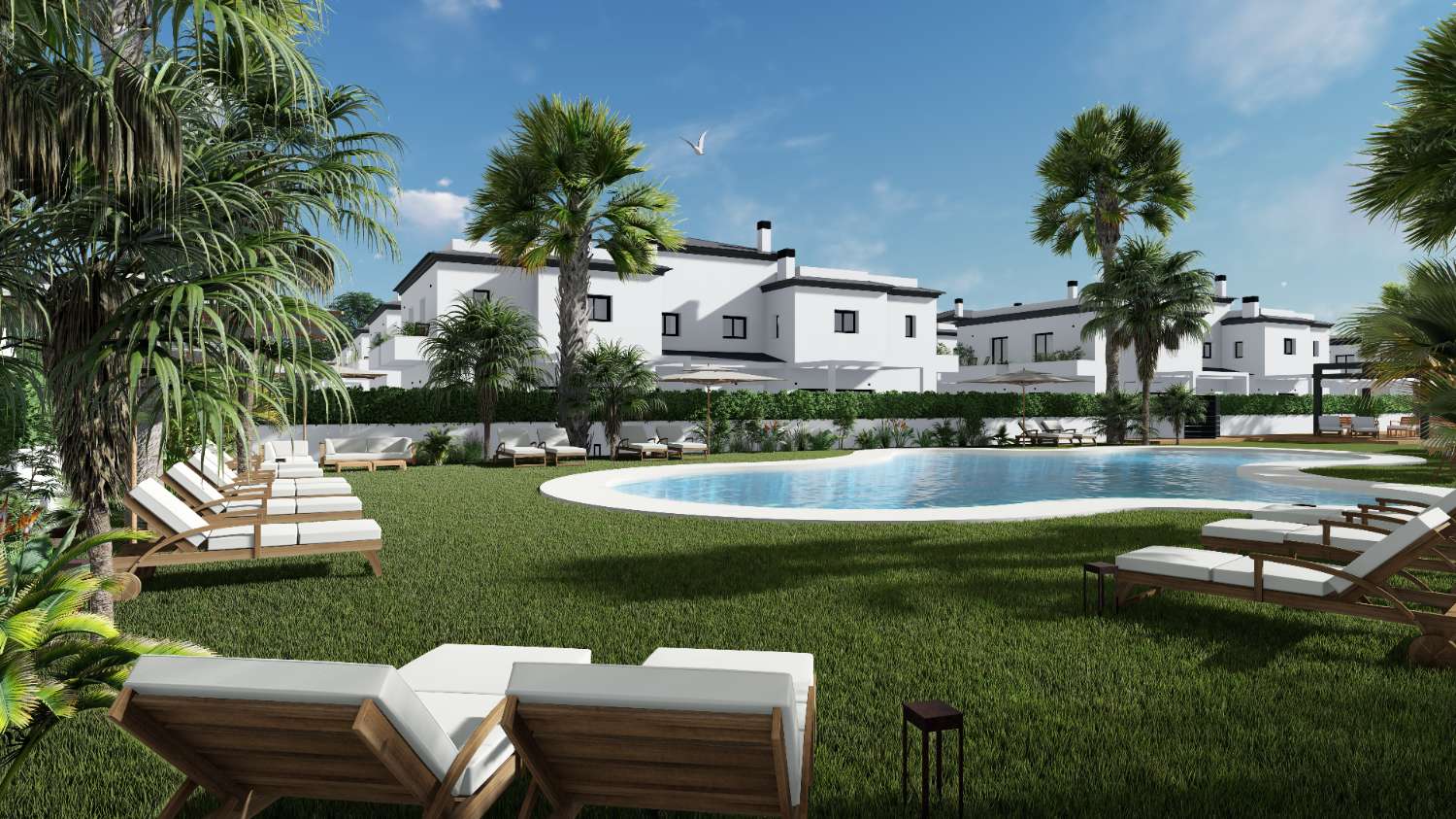 Beautiful 'New Build' modern 3 bedroom quad villa with communal pool in Gran Alacant