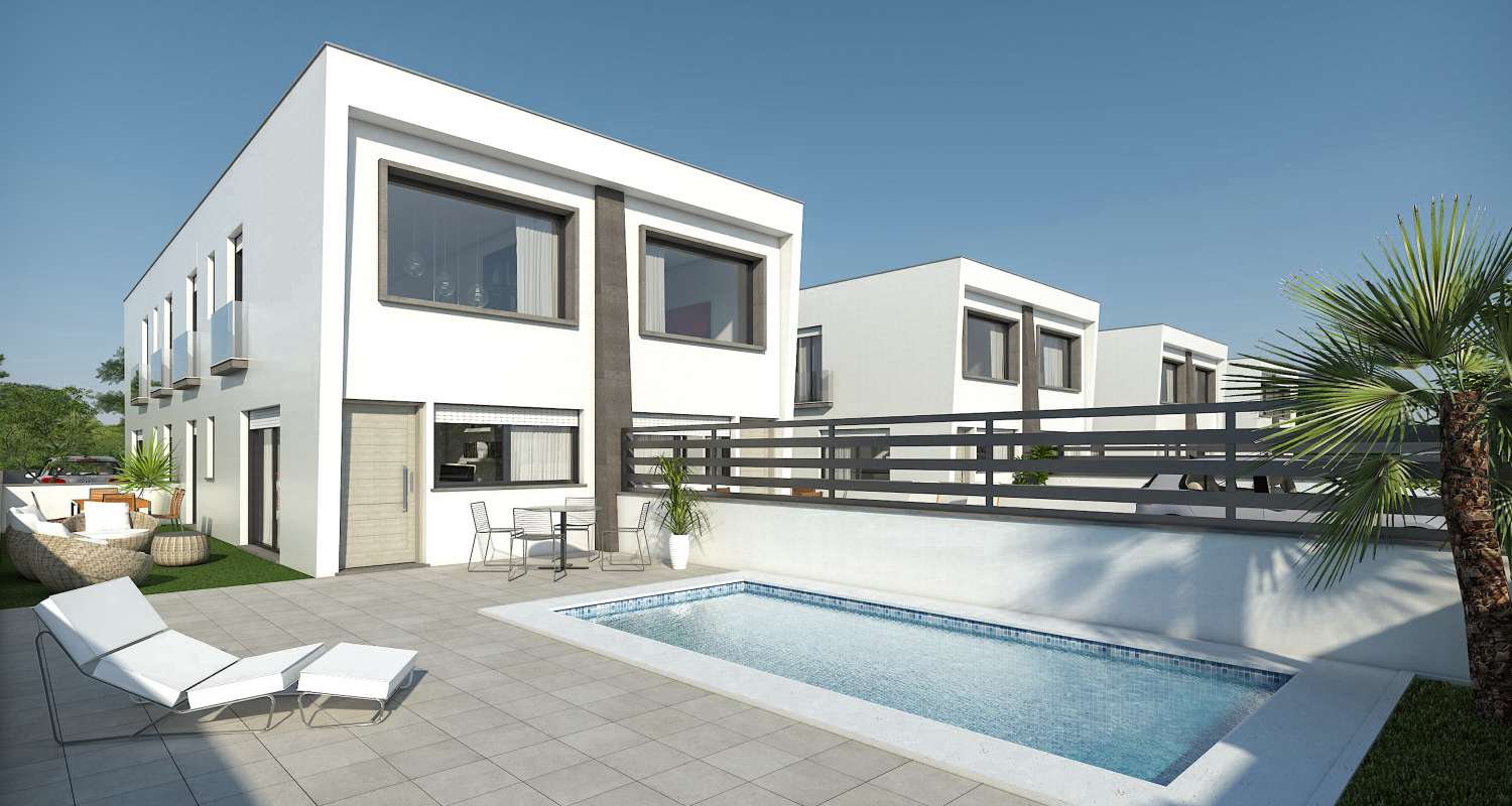 Mooie 'New Build' 2 slaapkamer quad villa met optioneel privé zwembad in Gran Alacant