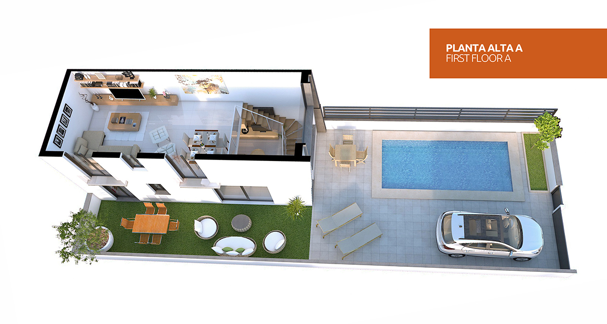 Bella villa quad con 2 camere da letto "New Build" con piscina privata opzionale a Gran Alacant