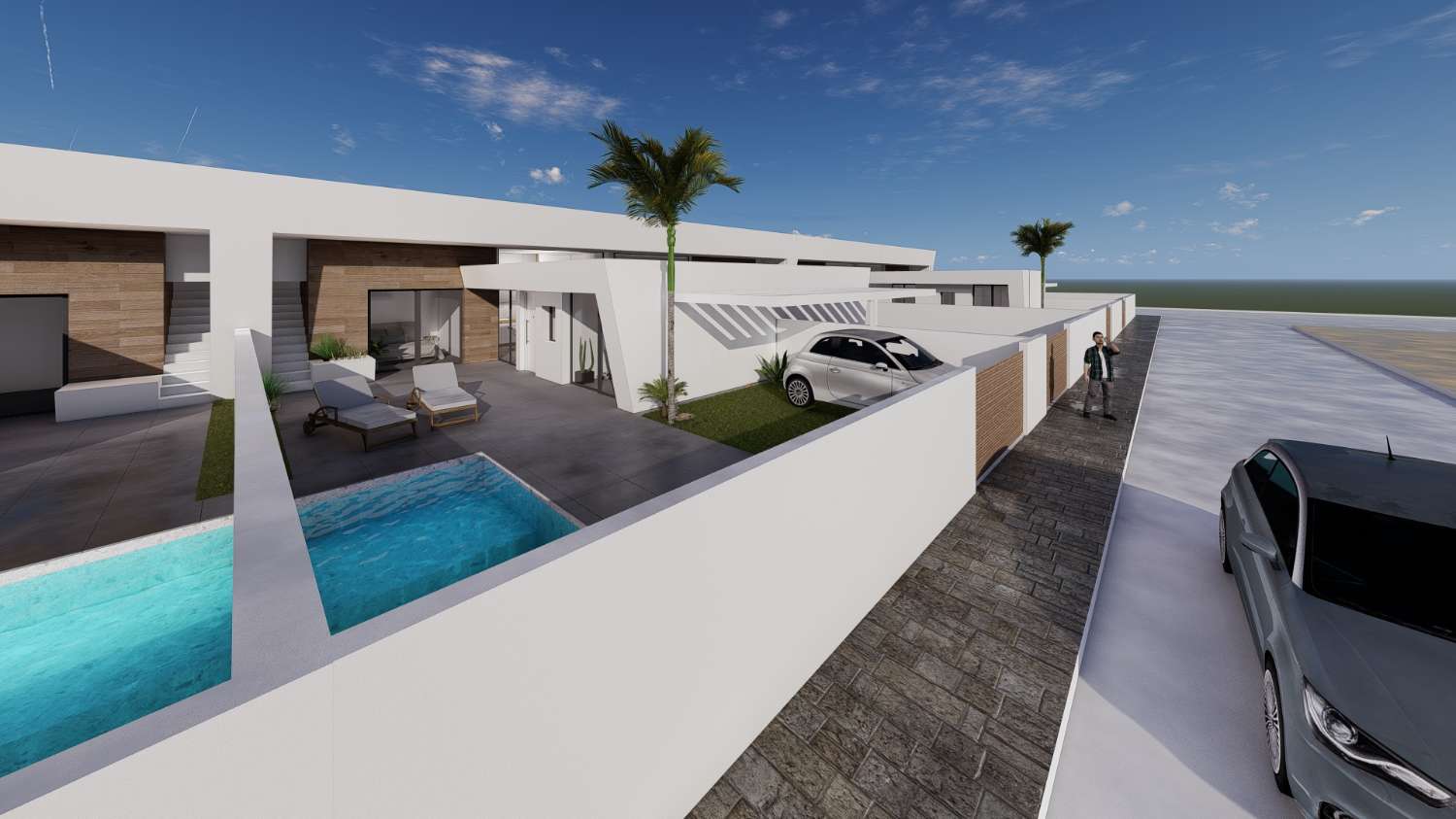 Atemberaubende 'New Build' 2 Schlafzimmer Doppelhaushälften mit privatem Pool in Roldan, Torre-Pacheco