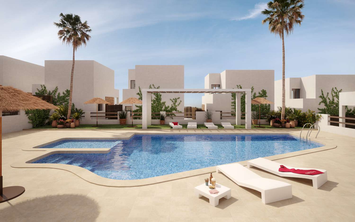 Attraktiv "Nybyggd" parhusvilla med 3 sovrum med valfri privat pool i Villamartin, Alicante