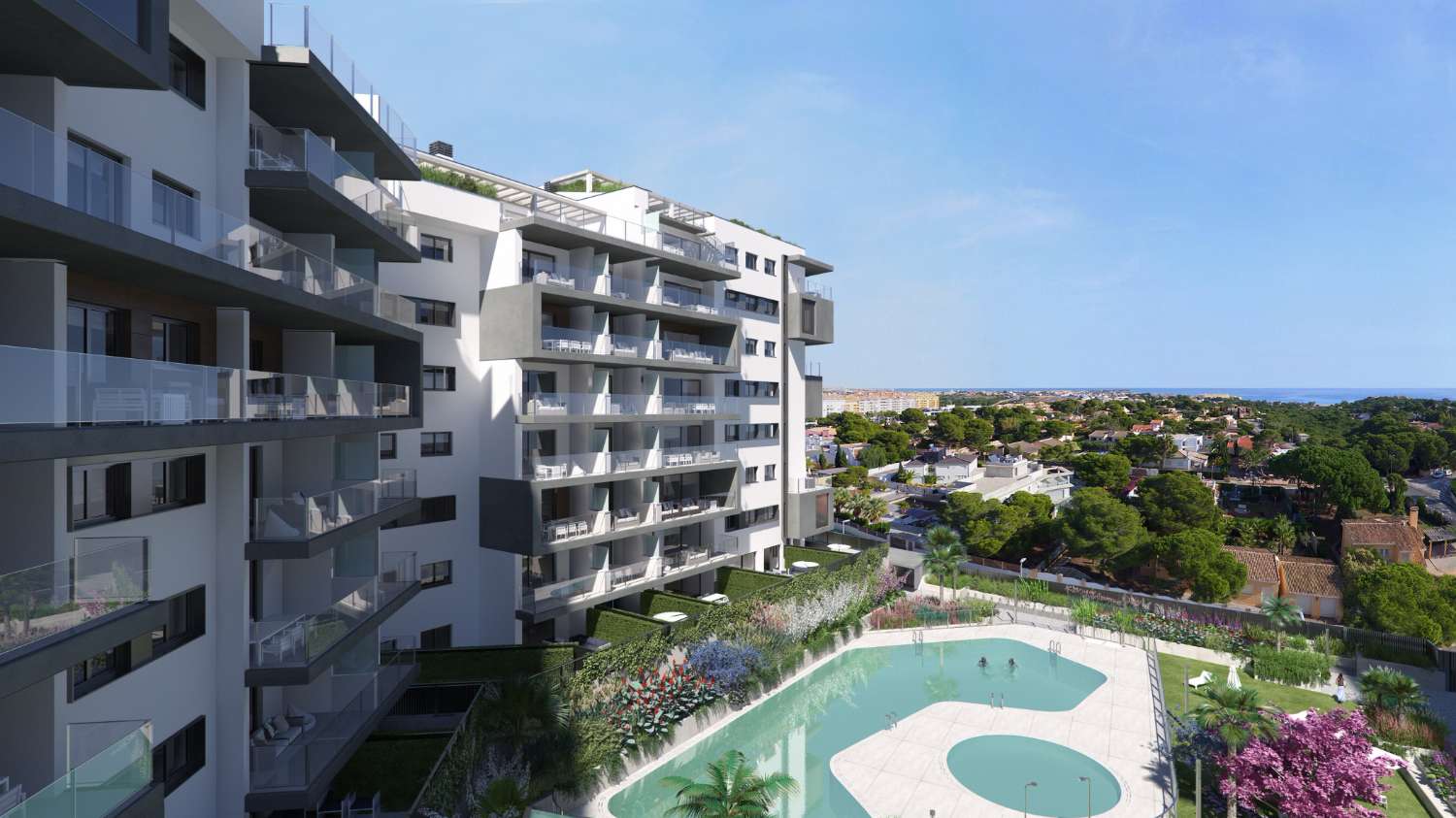 Stilvolle "New Build" 2-Zimmer-Wohnung mit Gemeinschaftspool in Campoamor, Orihuela Costa